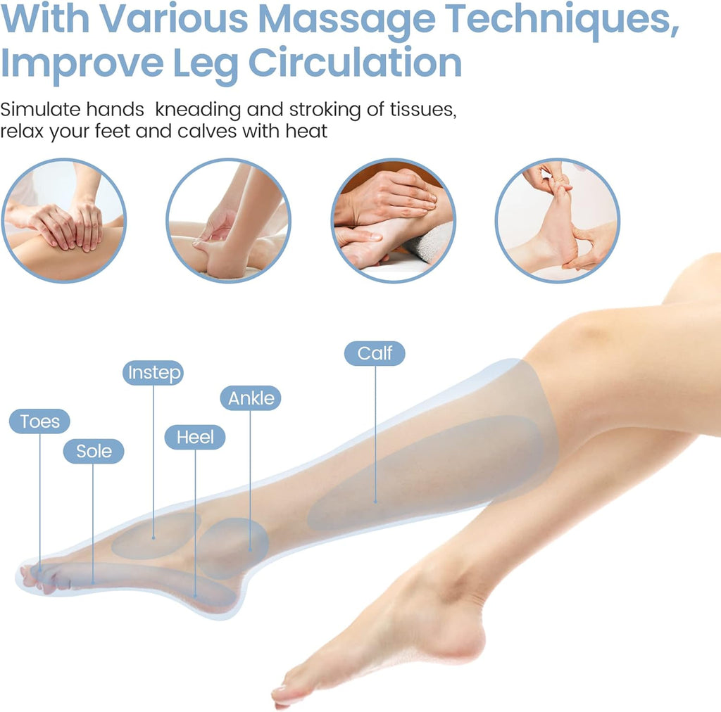 Leg Massager with Air Compression and Heat, Foot and Calf Massage Machine with Hand-held Controller X2856