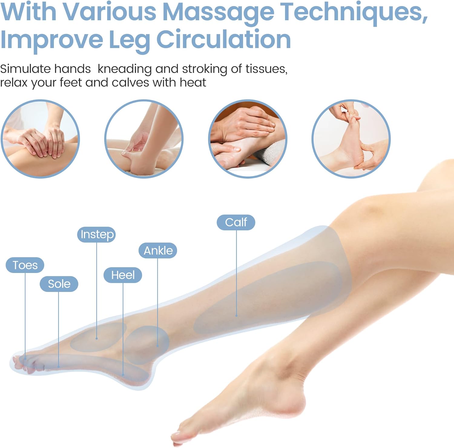 Leg Massager with Air Compression and Heat, Foot and Calf Massage Machine with Hand-held Controller X2856