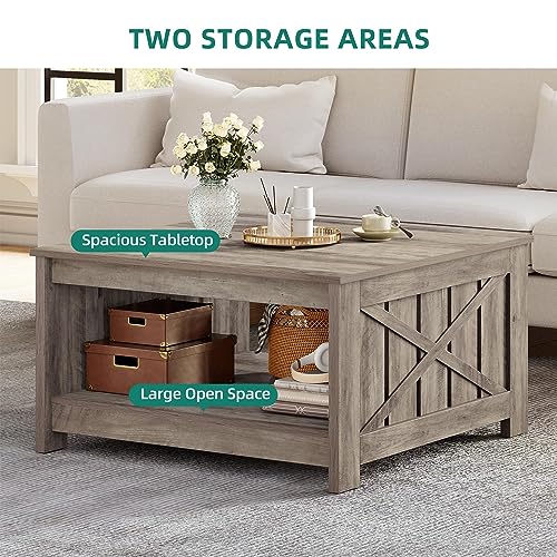 Brown Square Coffee Table with Storage I314034