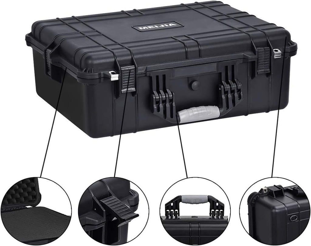 Portable Waterproof Hard Case with Customizable Fit Foam Insert, Black W3343