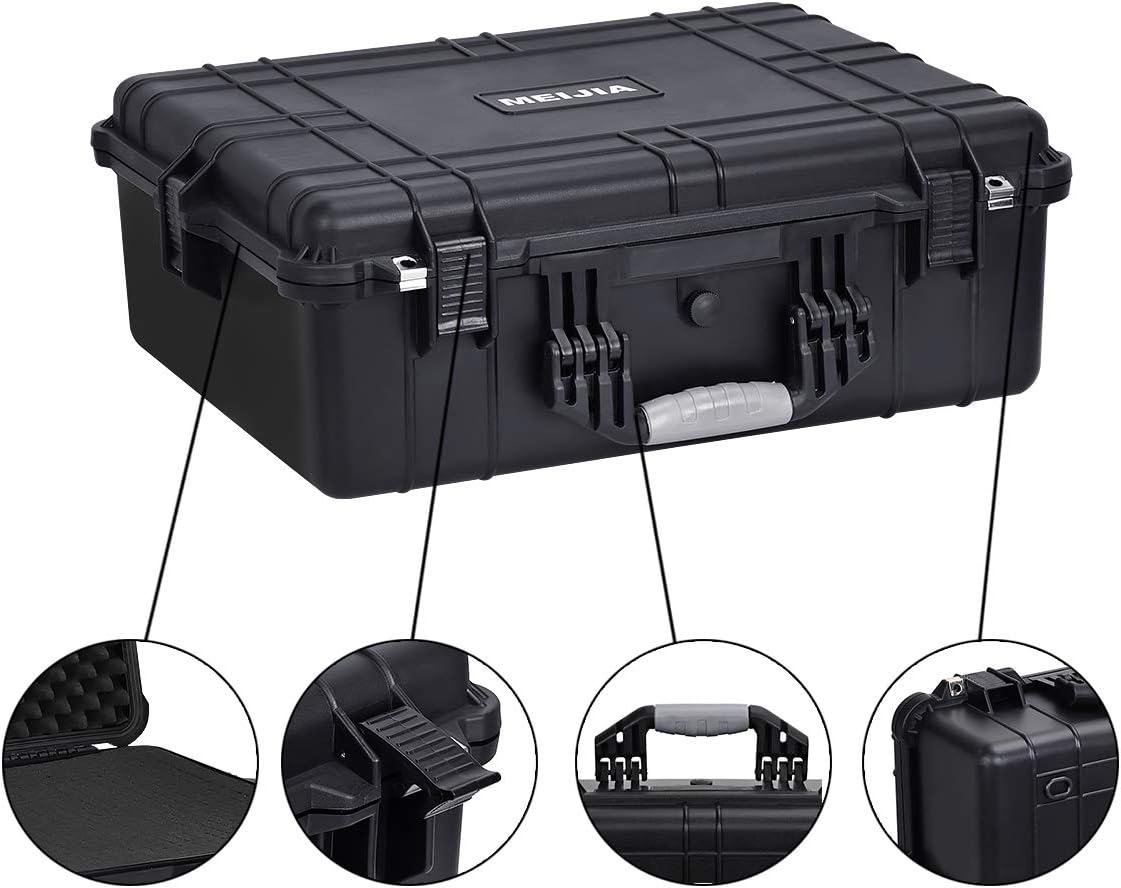 Portable Waterproof Hard Case with Customizable Fit Foam Insert, Black W3343