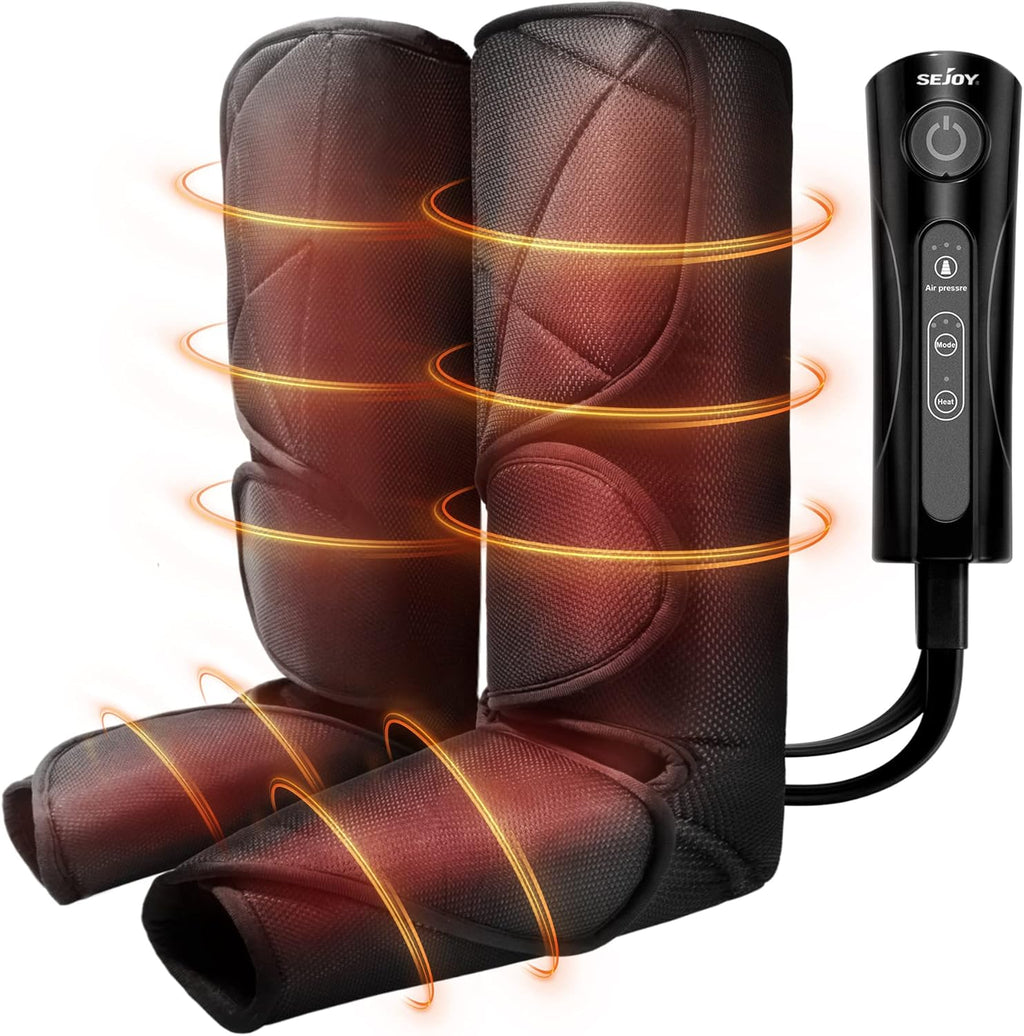 Leg Massager with Air Compression and Heat, Foot and Calf Massage Machine with Hand-held Controller X2856