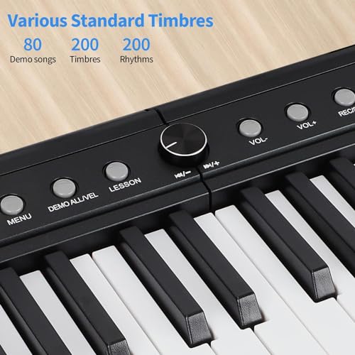 88 Key Semi Weighted Electric Digital Piano with Sustain Pedal, Power Supply, Stand, Carrying Case, Headphones J885993