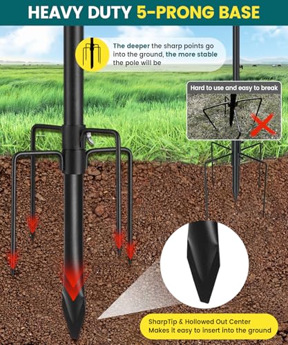 103 inch Heavy Duty Bird Feeder Pole with 5 Prongs Base F816