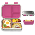 Pink 3 Compartments Leak Proof Stainless Steel Bento Lunch Box N1817