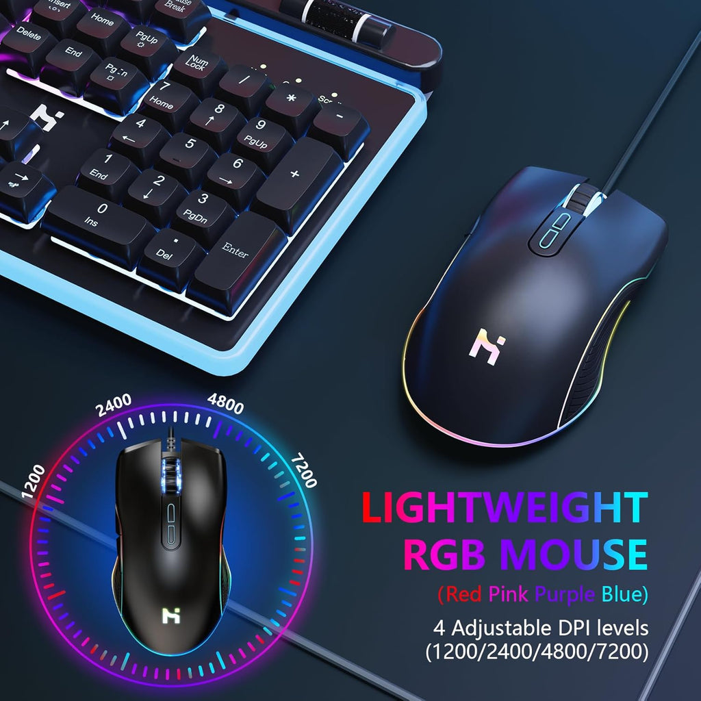104 Keys RGB Backlit Wired Gaming Keyboard and Mouse Combo L9192