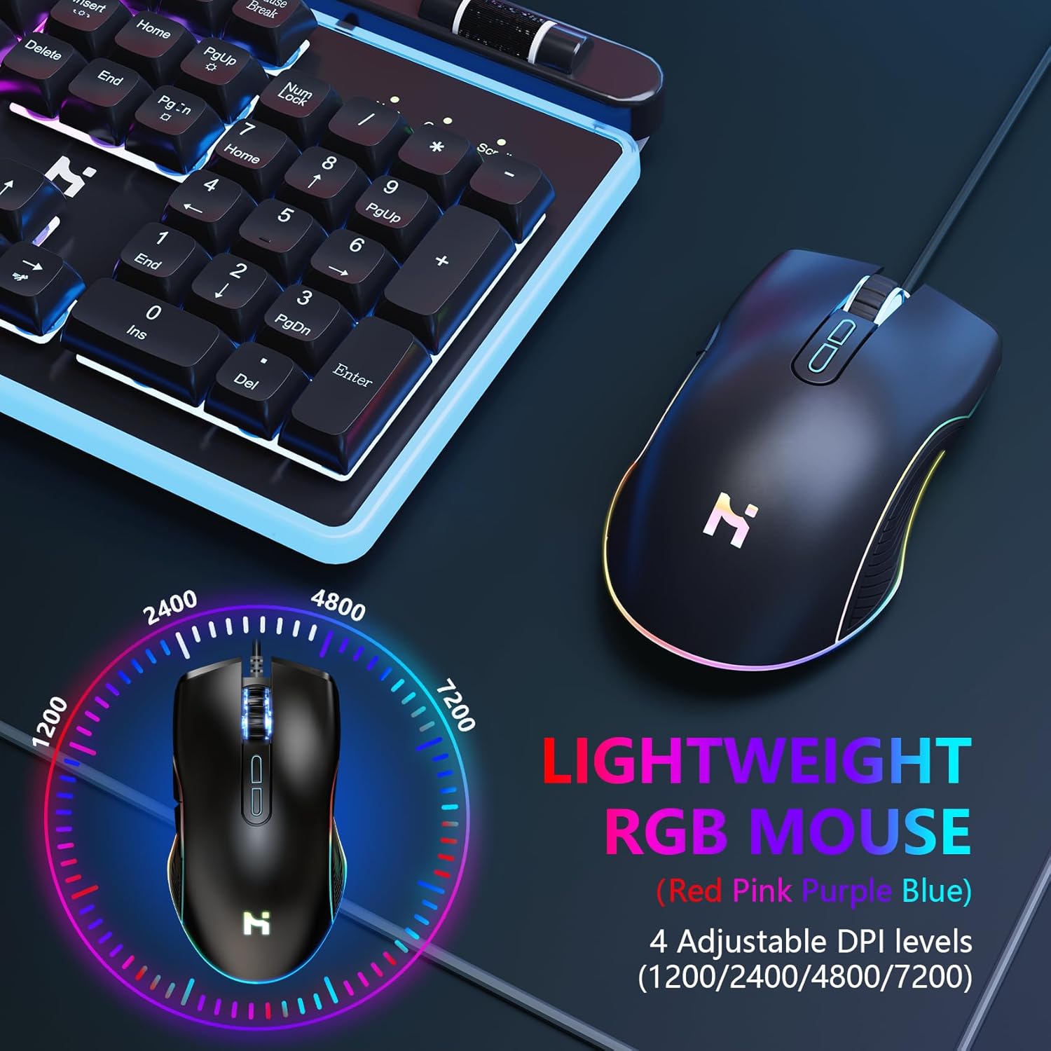 104 Keys RGB Backlit Wired Gaming Keyboard and Mouse Combo L9192