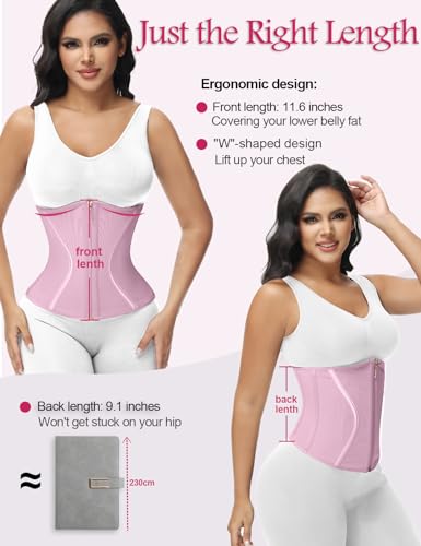 Short Torso Waist Trainer Corset Waist Cincher Body Shaper with Zipper Hooks V478327