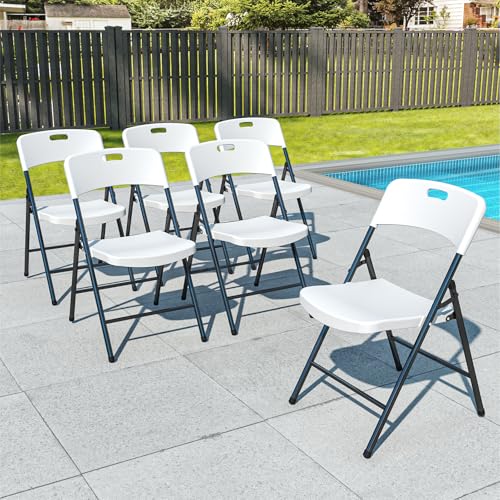 White Plastic Folding Chairs, 6 Pack N67884