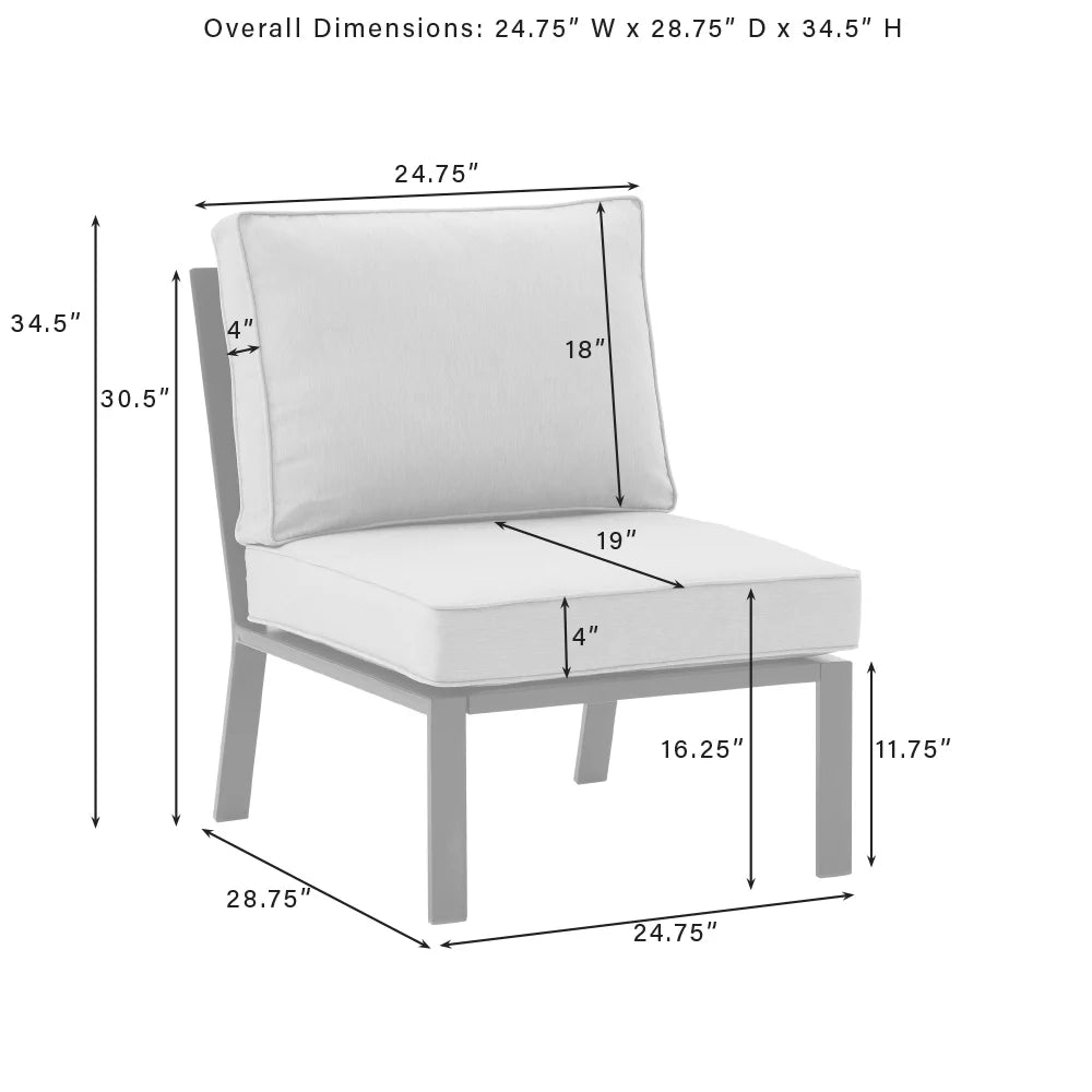 Outdoor Metal Sectional Center Chair Taupe Matte Black D93873
