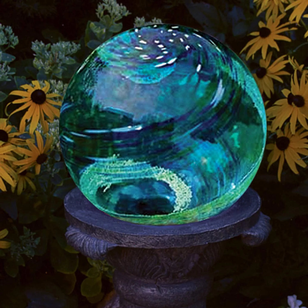Blue Ocean Mist 10 inch Hand Blown Glass Gazing Ball Q62279