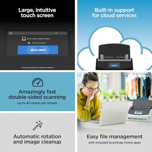 Black Wireless Document Scanner with Auto Document Feeder Y7885