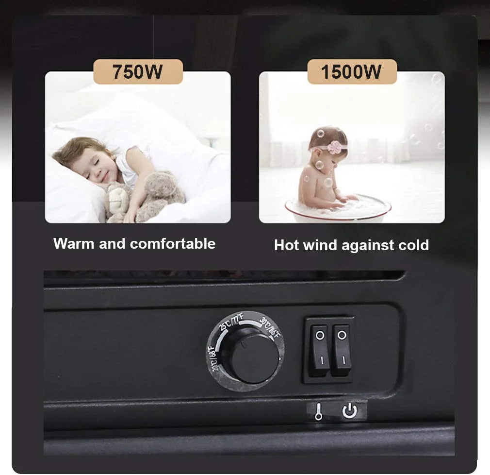 20" Electric Fireplace Heater Portable Indoor Freestanding 3D Flame Effect 1400W Black O32275
