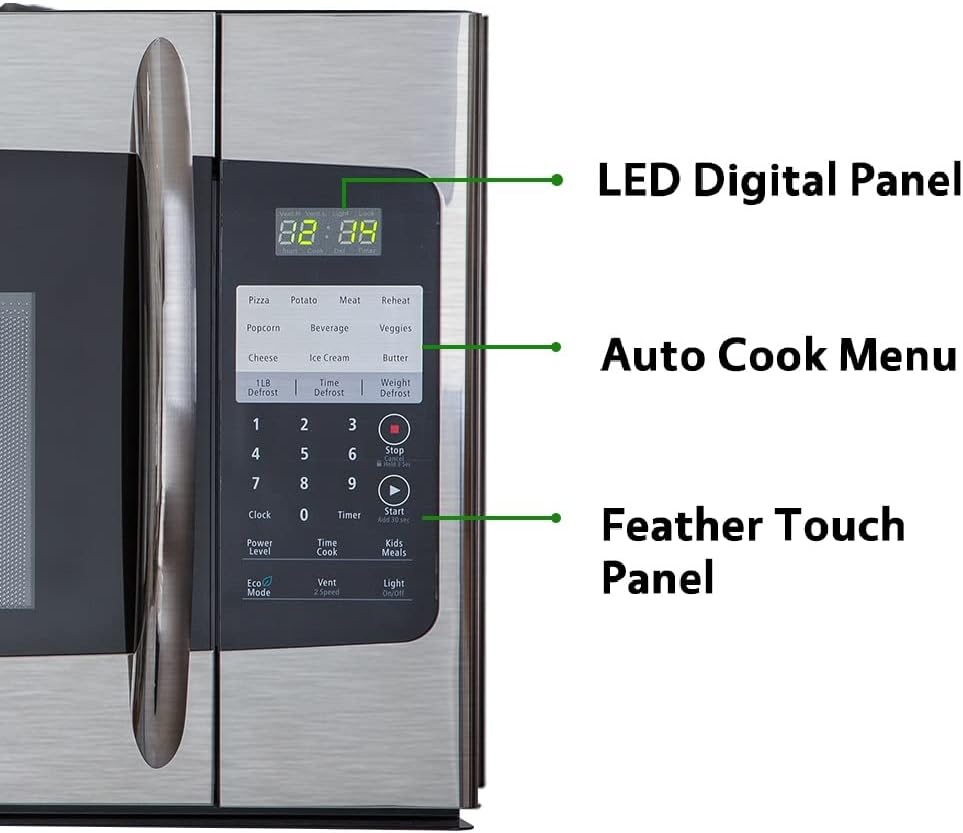 1.6 Cu.Ft. Over the Range Microwave 30 Inch with Vent, Smudge-Proof Stainless Steel Y191