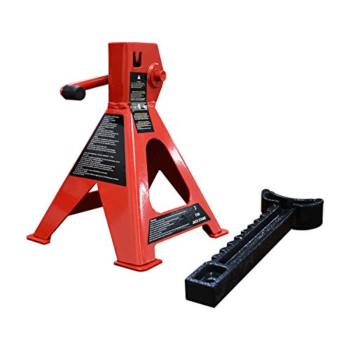 3 Ton Capacity Steel Auto Stands, 1 Pair, Black and Red Q731450