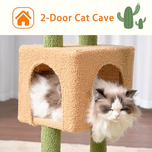 39.4 Inches Cat Tree with Scratching Post, Sisal Pole, Soft Platform, 2 Baskets and Dangling Toy N9954