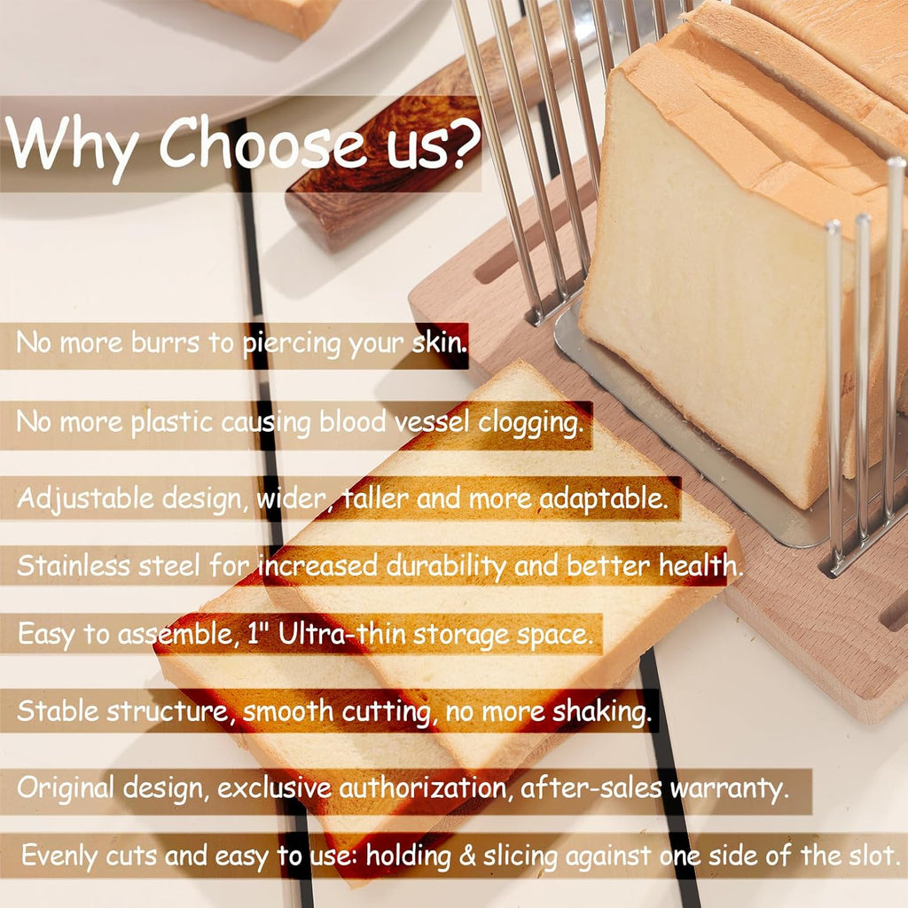 Stainless Steel Bread Slicer Guide with Beechwood Bread Cutting Board P5666