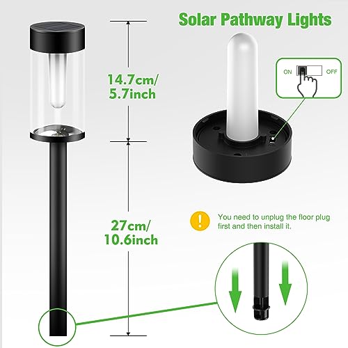 8 Packs Solar Torches with Flickering Flame Waterproof Transparent LED Solar Pathway Lights R3429