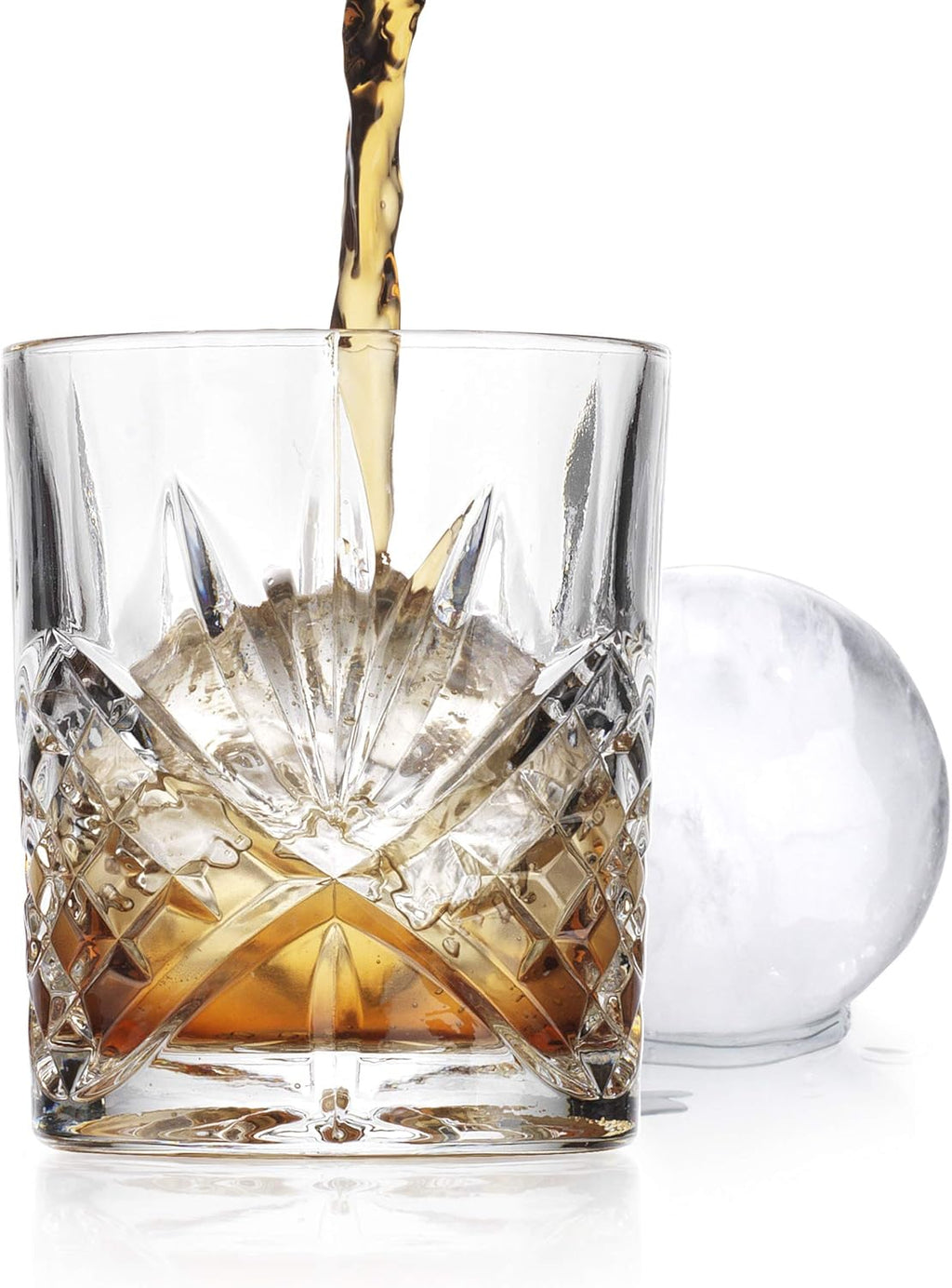 Set of 2 Whiskey Glasses and Ice Ball Sphere Mold S43164
