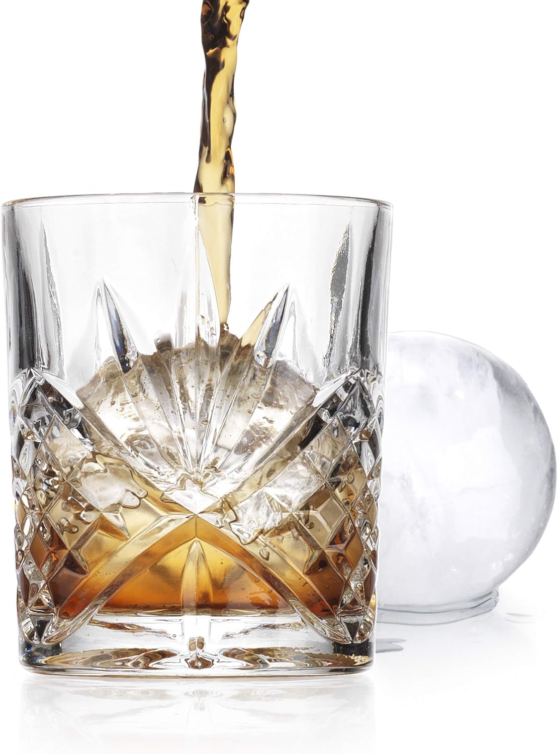 Set of 2 Whiskey Glasses and Ice Ball Sphere Mold S43164