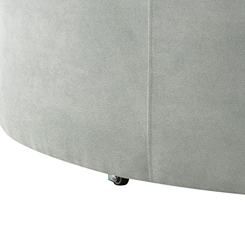 Oversized Beige Corduroy Swivel Accent Barrel Chair with Storage Ottoman and 4 Pillows Z728