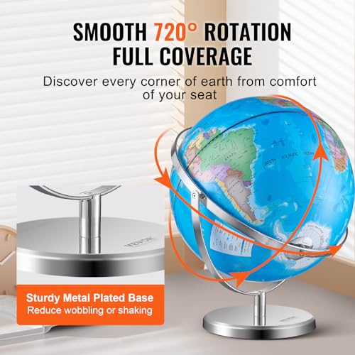 8 in Educational Geographic Globe with Stand V1734