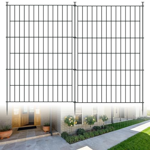 32in H x 23.6ft L Rustproof Metal Fence D935814