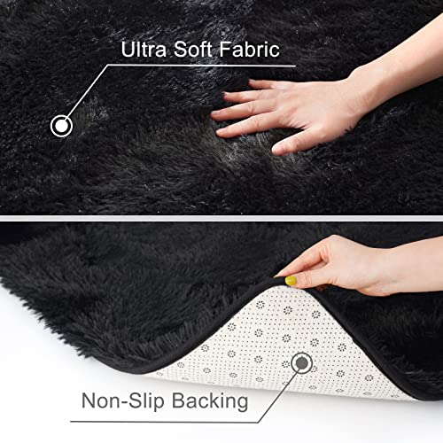 Black 4x6 Feet Shag Area Rug T36031