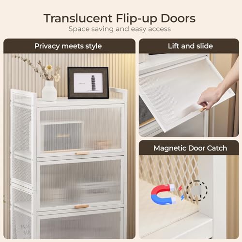 White 5 Shelf Cabinet with Door and Shelves C41757