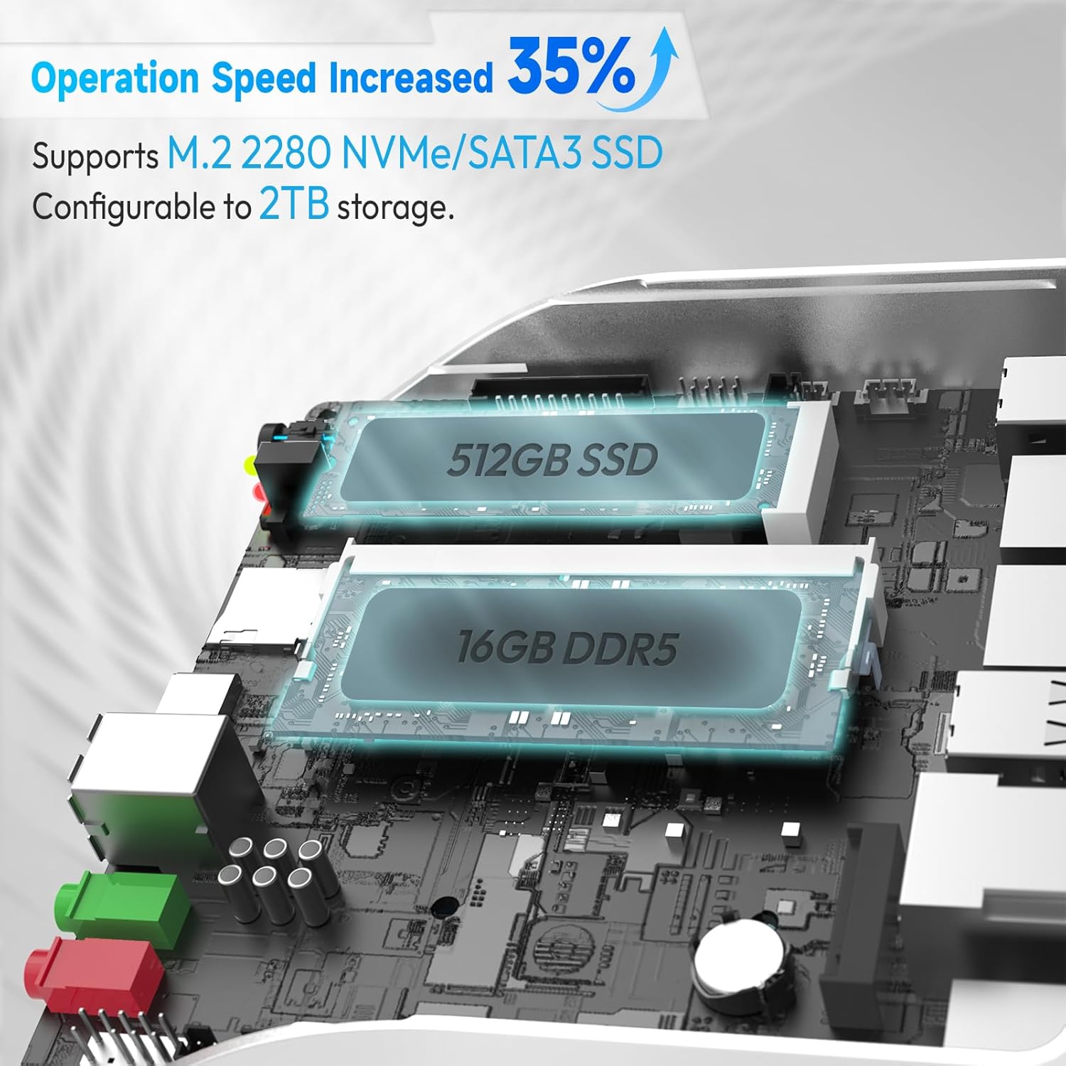 Mini Desktop Intel 12th Gen N100 16GB DDR5 RAM 500GB SSD F10661
