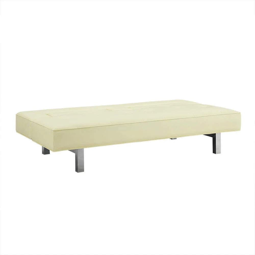 Cream Faux Leather Convertible Futon Sofa E934986