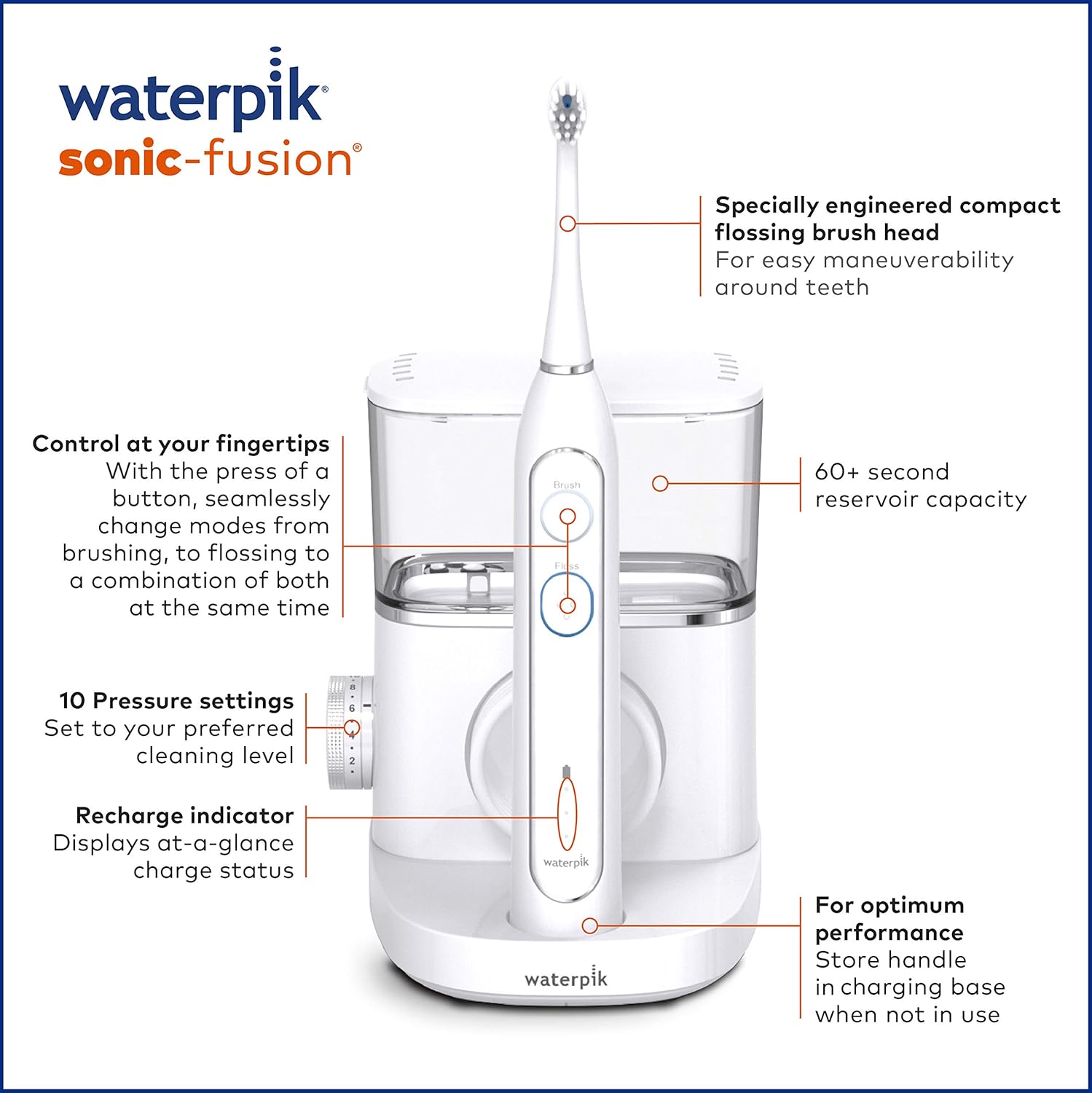 White Electric Toothbrush and Water Flosser Combo O1275