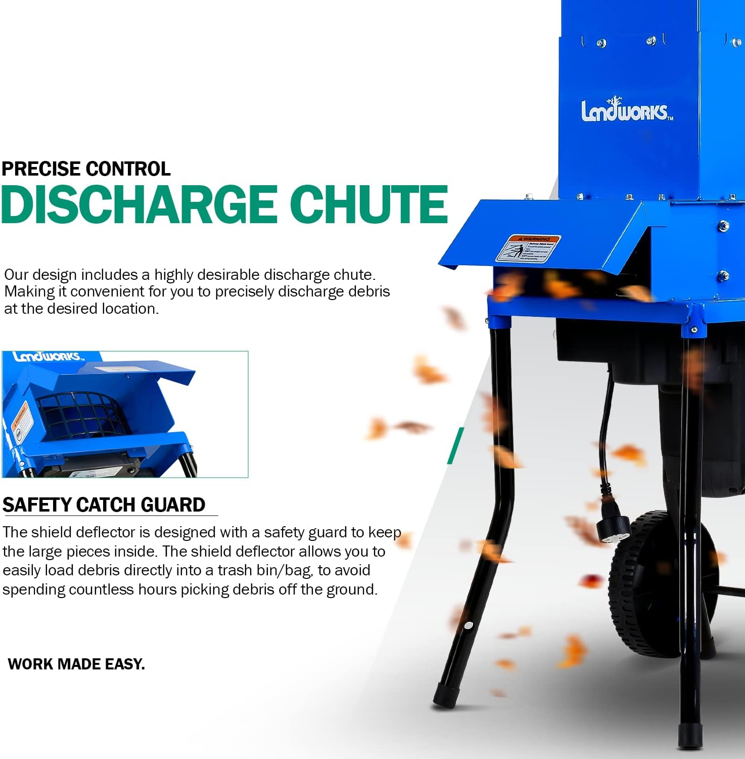 Electric Leaf Mulcher Shredder 120V AC 11" Cutting Blade I4955