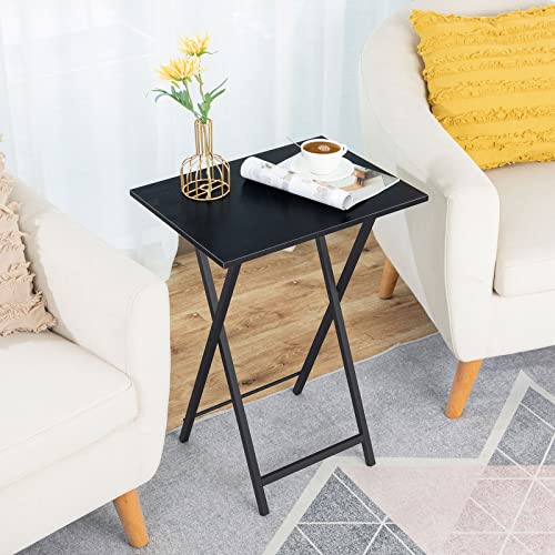 Set of 2 Folding TV Tray Tables, Marble and Gold W2622
