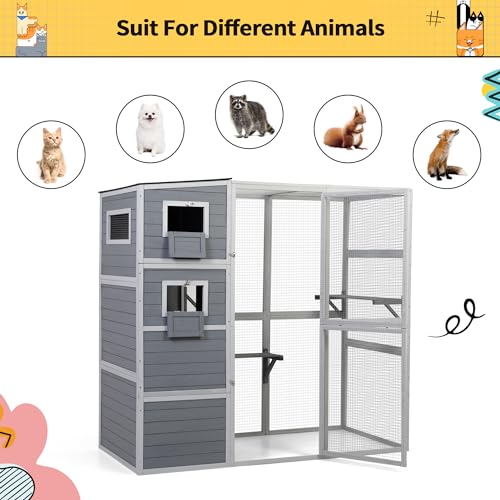 Large Weatherproof 4-Tier Cat Cage with 2 Platforms M683