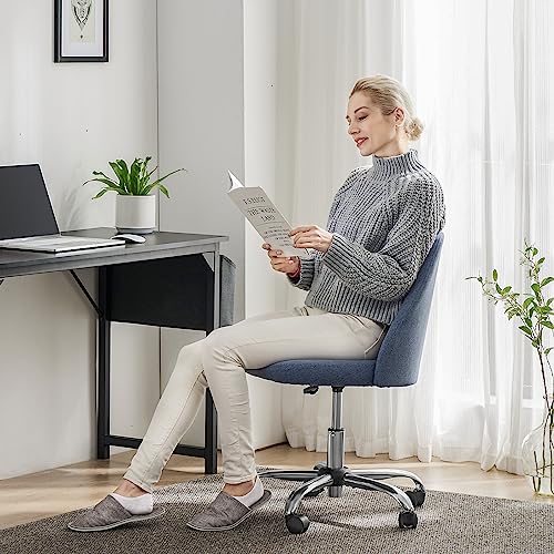Armless Fabric Office Chair with Wheels Adjustable Swivel N291