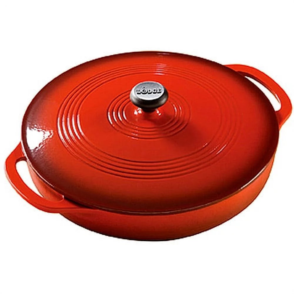 Red Enameled Cast Iron Covered Casserole W694908