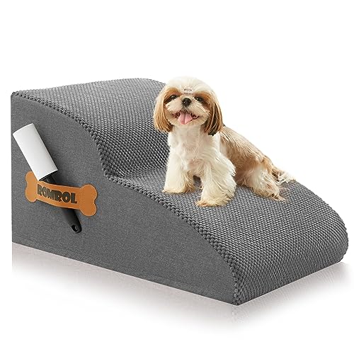 Grey 5-Tiers Non-Slip Waterproof Fabric Dog Stairs Ramp W225331
