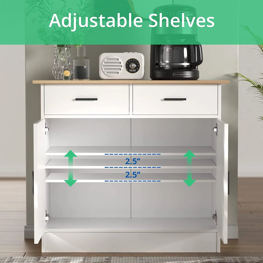 Kitchen Buffet Storage Cabinet with Doors, Drawers and Shelf U8980