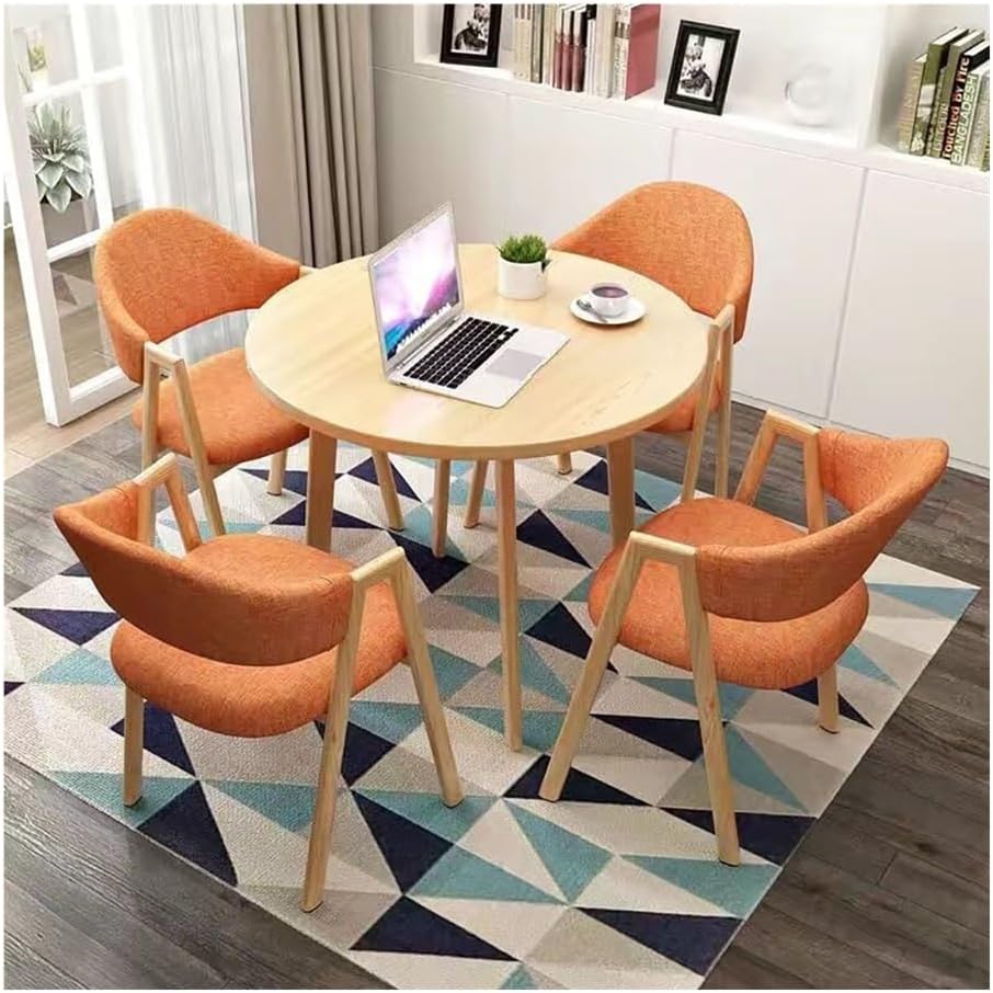 Round Faux Marble Dining Table Set with Upholstered Chair S880