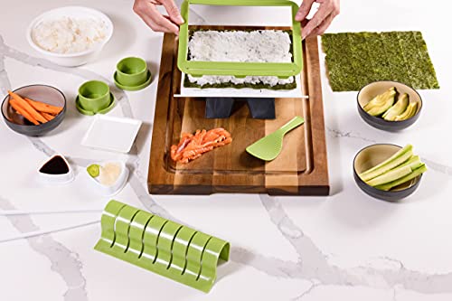 Sushi Making Kit with 2 Roll Cutters, Chopstick Trainers, Triangle Onigiri Molds Y471