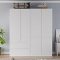 White 4 Door 2 Drawers Wooden Armoire Wardrobe Q95361