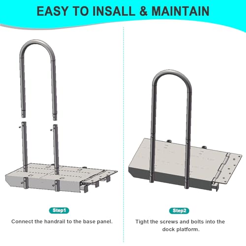 Silver Folding Dock Boarding Platform with Handrail M1220