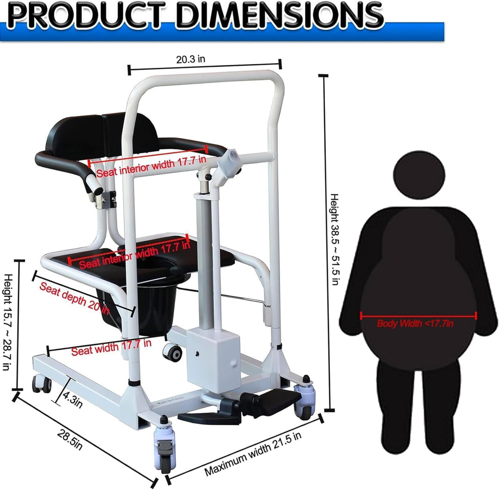Electric Patient Lift Transfer Chair with 180° Split Seat and Bedpan X988143