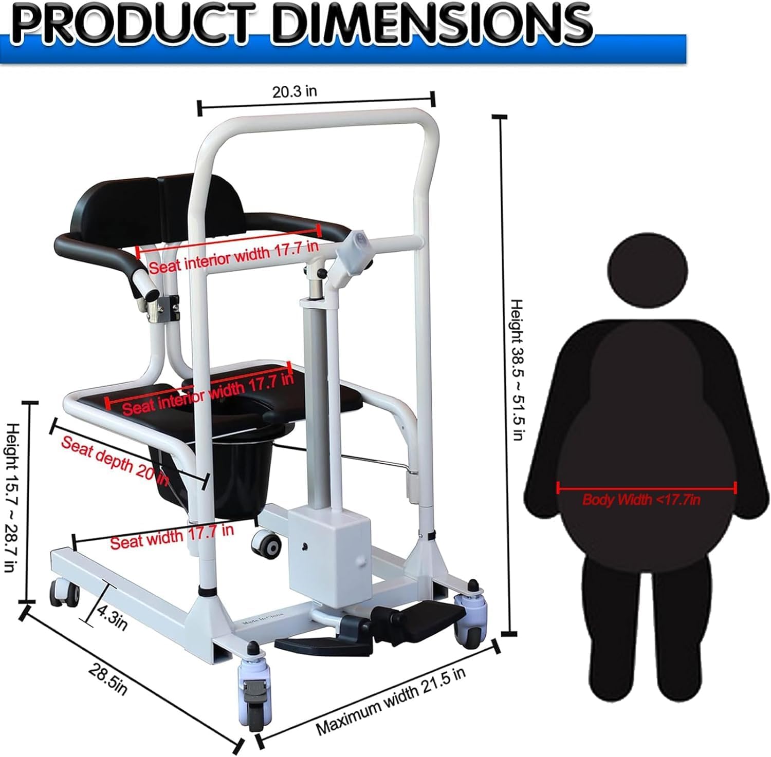 Electric Patient Lift Transfer Chair with 180° Split Seat and Bedpan X988143