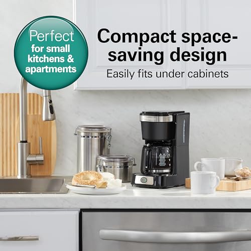 5 Cup Drip Coffee Maker with Glass Carafe, Black & Stainless Steel E6777
