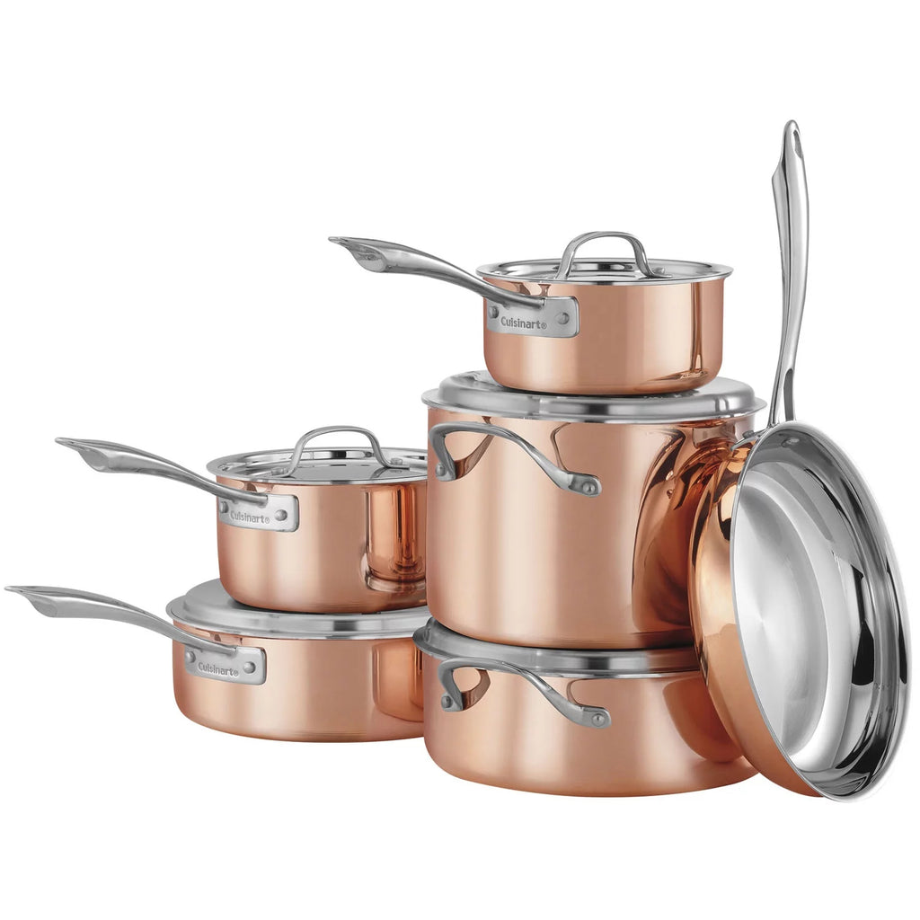 Copper Tri-Ply Stainless Steel 11-Piece Cookware Set P9016