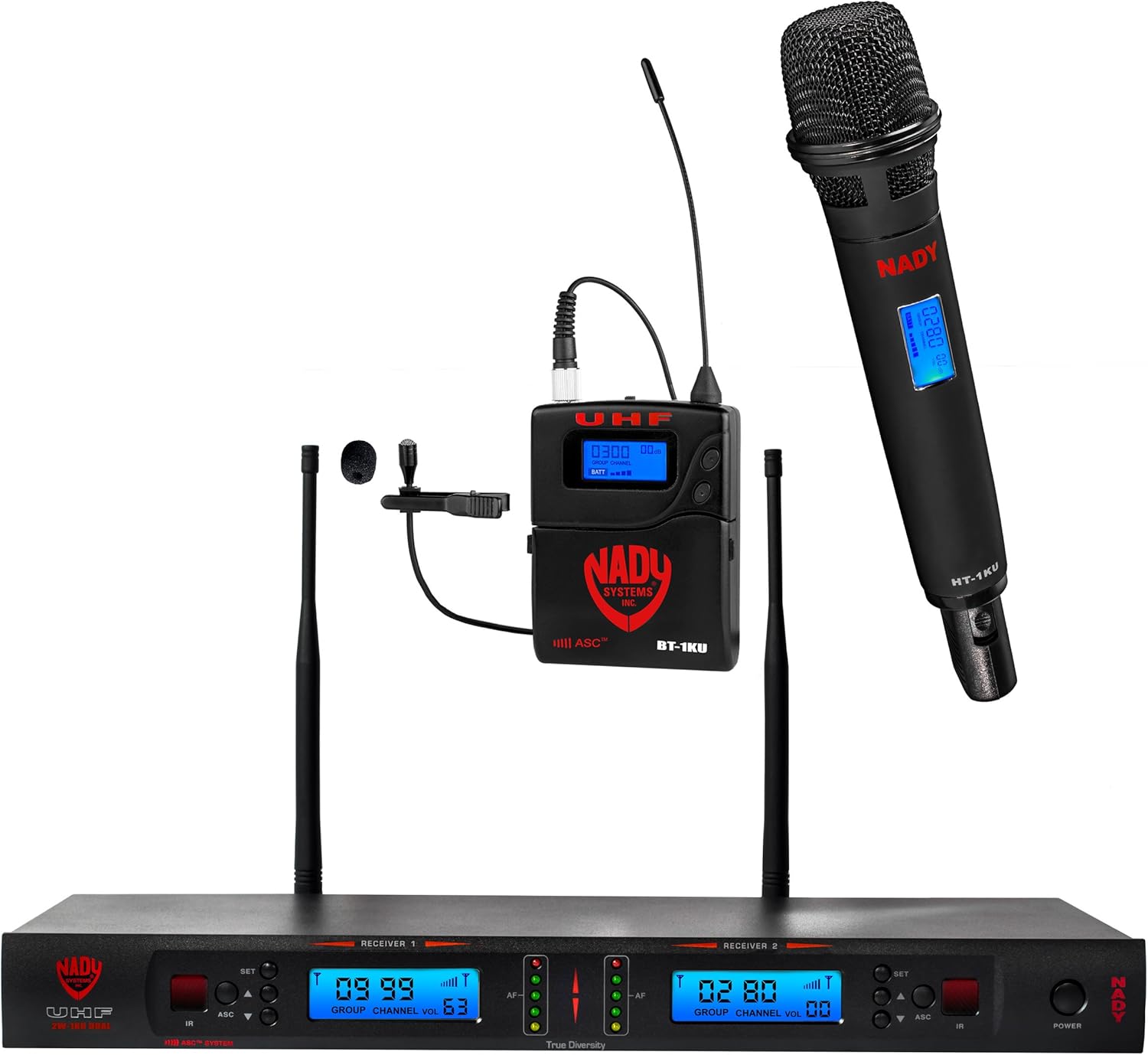 Dual True Diversity UHF Wireless System with 2 Lapel Microphones Z5135