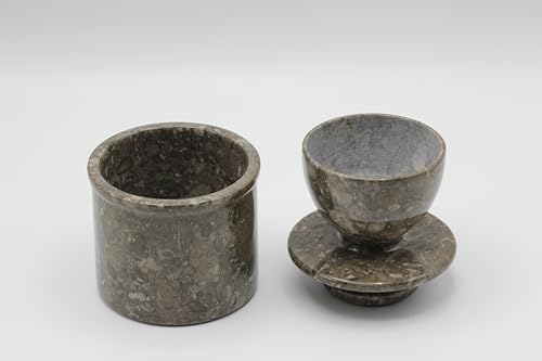 White Marble Butter Crock with Lid U61975