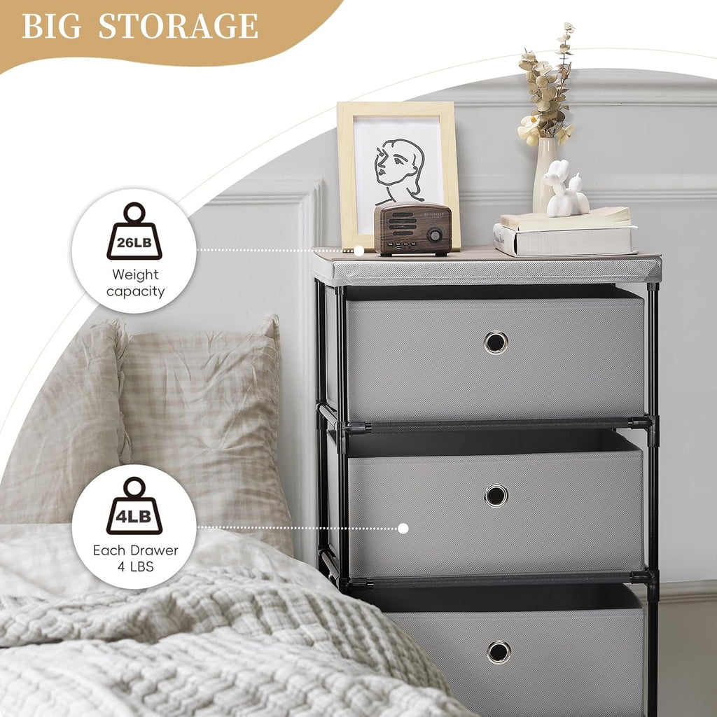 Light Gray Fabric 4 Drawer Storage Dresser J49941